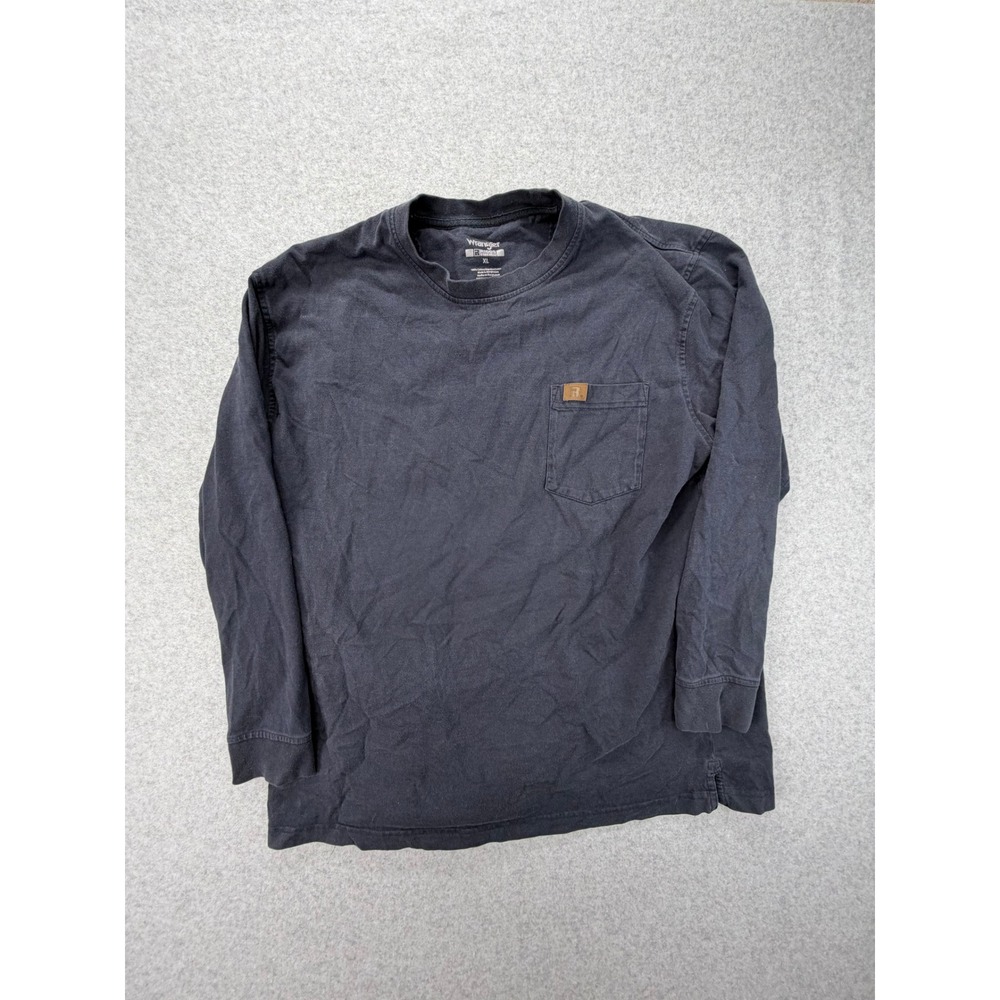 Wrangler Riggs Workwear Mens XL Navy Blue Long Sleeve Pocket T-Shirt Cotton 0436